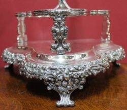 Victorian 3Bottle Tantalus on SilverPlated Stand