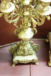 Victorian 3 Piece Brass Mantle Clock