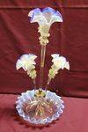 Victorian 3 Trumpet Blue Glass Epergne 