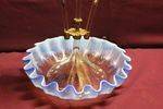 Victorian 3 Trumpet Blue Glass Epergne 