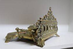 Victorian Brass Desk Top Writing Set 