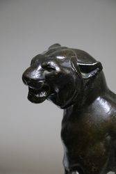 Victorian Bronze Lion on Marble Rock Style Base