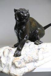 Victorian Bronze Lion on Marble Rock Style Base