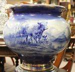 Victorian China Highland Cattle Jardiniere And Stand English C1890 