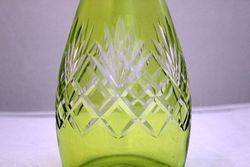 Victorian Cut Glass Green Overlay Decanter