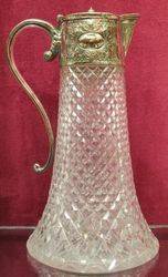 Victorian Cut Glass Silverplated Claret Jug