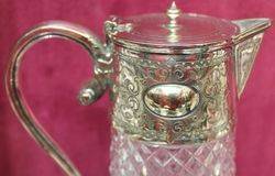 Victorian Cut Glass Silverplated Claret Jug