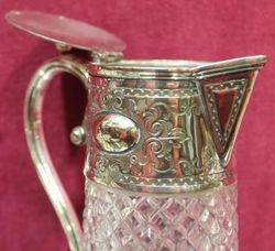 Victorian Cut Glass Silverplated Claret Jug