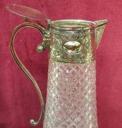 Victorian Cut Glass Silverplated Claret Jug