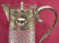 Victorian Cut Glass Silverplated Claret Jug