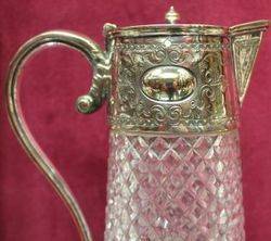 Victorian Cut Glass Silverplated Claret Jug