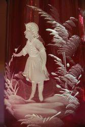 Victorian Green Mary Gregory Jug + Bowl 