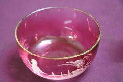 Victorian Green Mary Gregory Jug + Bowl 