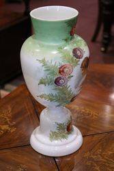 Victorian Milk Glass Hand Decorated Vase 