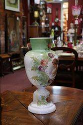 Victorian Milk Glass Hand Decorated Vase 