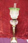 Victorian Oil Lamp Cut Glass Font Original Green Shade