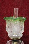 Victorian Oil Lamp Cut Glass Font Original Green Shade