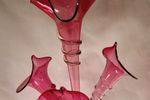 Victorian Ruby Glass 3 Trumpet Epergne With Center Trumpet C1895 