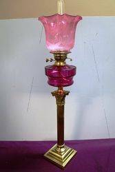 Victorian Ruby Glass Banquet Oil Lamp 