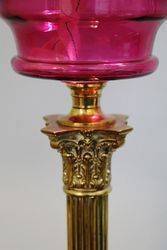 Victorian Ruby Glass Banquet Oil Lamp 