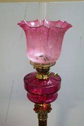 Victorian Ruby Glass Banquet Oil Lamp 