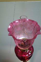 Victorian Ruby Glass Banquet Oil Lamp 