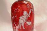 Victorian Ruby Glass Mary Gregory Vase