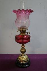 Victorian Ruby Glass Oil Lamp 