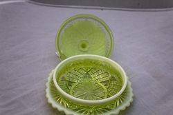 Victorian Uranium Glass Lidded Bowl