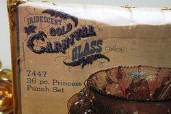 Vintage 26 Piece Carnival Glass Princess Punch Set 