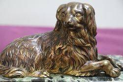 Vintage Bronze Figure of a King Charles Cavalier On a Marble Base 