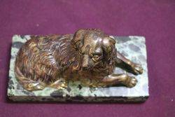 Vintage Bronze Figure of a King Charles Cavalier On a Marble Base 