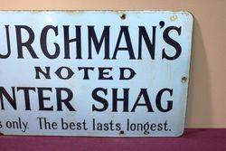 Vintage Churchmans Counter Shag Tobacco Enamel Sign 