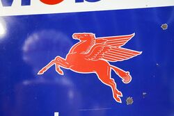 Vintage French Mobiloil Distributor Double Sided Enamel Sign 