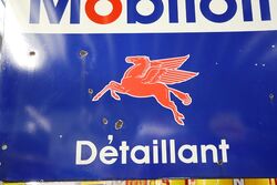 Vintage French Mobiloil Distributor Double Sided Enamel Sign 