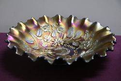 Vintage Good Luck Carnival Glass Bowl 