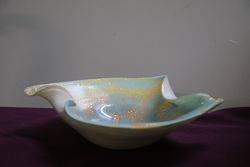 Vintage Murano Glass Bowl Cased Glass Blue Gold  