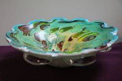 Vintage Murano Glass Turquoise Multi Colour Bowl Flake