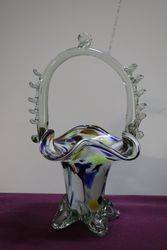 Vintage Murano Multi Colour Glass Basket 