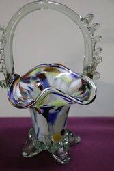 Vintage Murano Multi Colour Glass Basket 