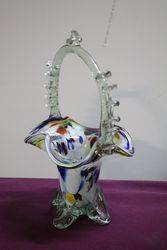 Vintage Murano Multi Colour Glass Basket 
