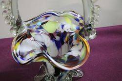 Vintage Murano Multi Colour Glass Basket 