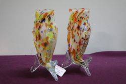 Vintage Pair Of Murano Fish Vases  