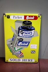 Vintage Parker Quink Pictorial Enamel Sign