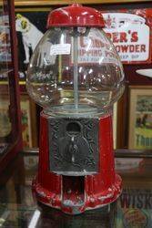 Vintage Red Carousel Bubble Gum Machine Cast Metal Glass Globe  