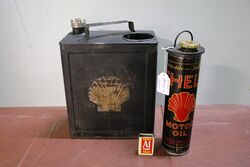 Vintage Shell Duo Petrol Can with Shell Oil Can Insert 