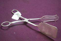 Vintage Silver Plate Cake Serving Tongs 