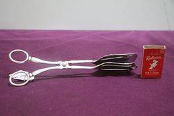 Vintage Silver Plate Cake Serving Tongs 