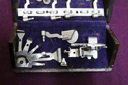 Vintage Singer Oak Attachments Puzzle Box with Contents