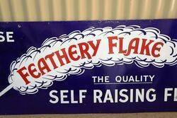 Vintage Use Feathery Flake Enamel Advertising Sign 